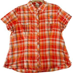 Harley Davidson | M-L pearl snap buttoned, embroidered, plaid vintage collection